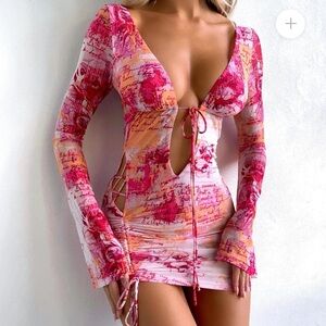 Chic Pink and Orange Mini Dress